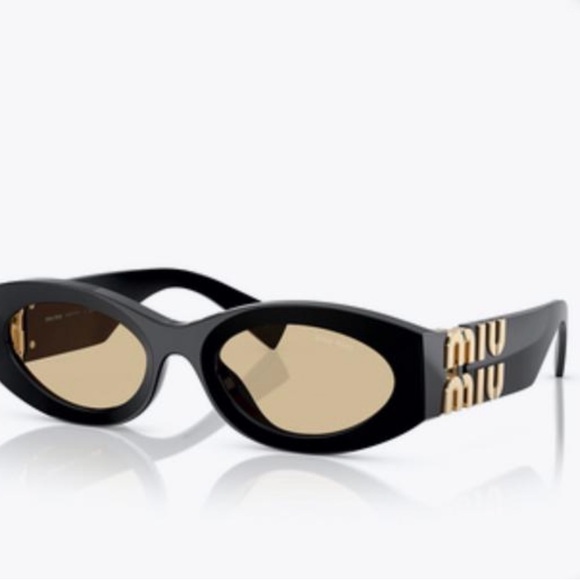 Miu Miu Black Sunglasses with Gold Detailing